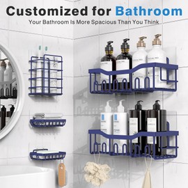 EUDELE EUDELE 5-Pack Rustproof Stainless Steel Shower Caddy C No Drill Adhesive Bathroom Organizer with Large Capacity, Spacious Shower Shelves for Inside Shower, Kitchen & Home Decor Storage
