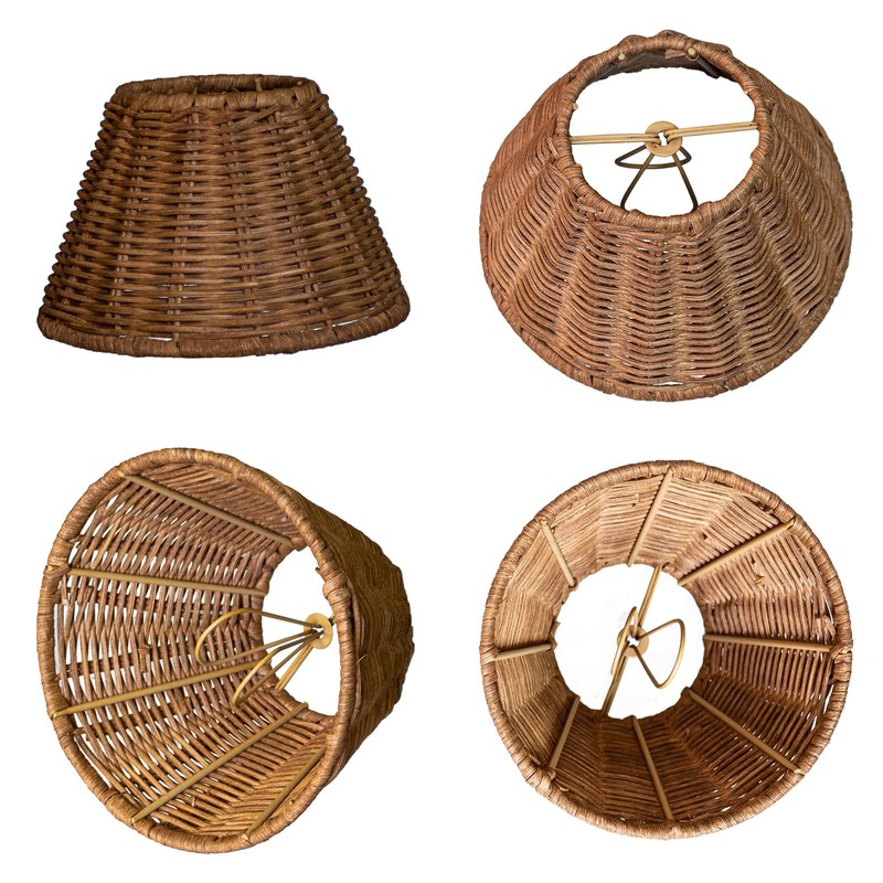 mini lampshades set of 3,Lamp Shade Rattan Clip-On shades,empire/barrel shape,woven