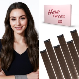 SEGO Single Clip In Hair Extensions Real Human Hair 6 Pcs One-Clip Remy Straight Soft Seamless Hairpieces for Women -18 Inch #02R Dark Brown