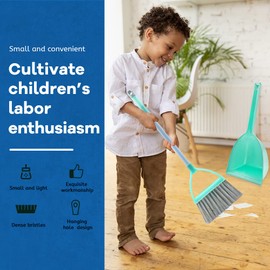 Toddler Cleaning Set, Kids Broom Set,Small Broom and Dustpan Set,Household Mini Kid Broom and Dustpan Set, Toddler Broom and Cleaning Set,Suitable for Various Small Areas (Blue)