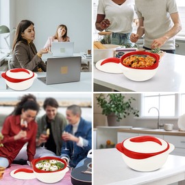 Pinnacle Serving Salad/Soup Dish Bowl - Thermal Insulated Bowl with Lid -Great Bowl for Holiday, Dinner and Party 2.5 qt. (rot)