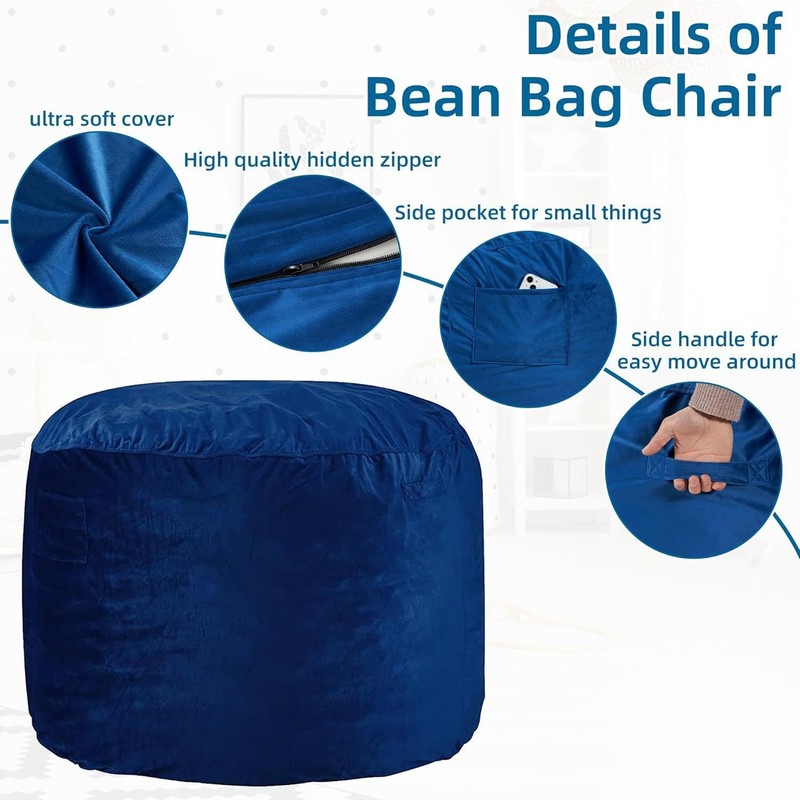HABUTWAY Bean Bag Chair 3Ft Luxurious Velvet Ultra Soft Fur