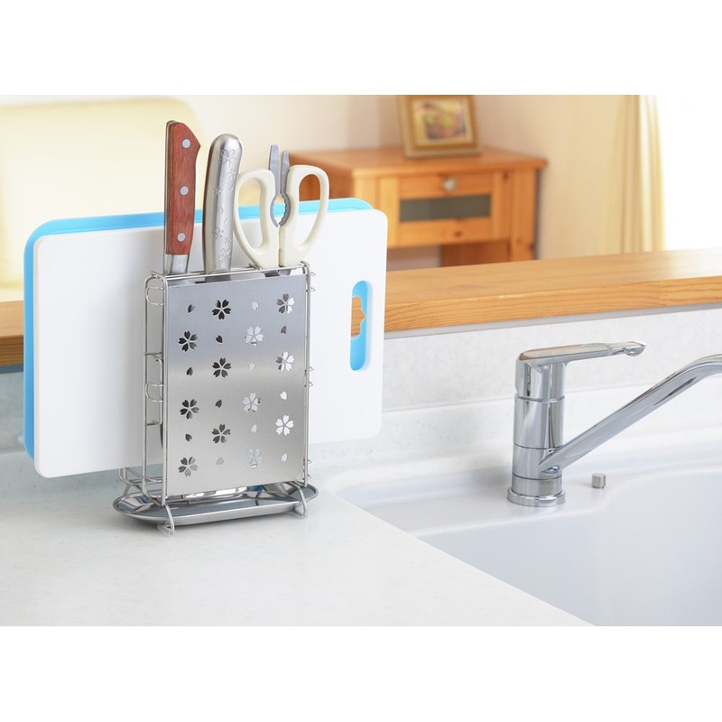 ヨシカワ(Yoshikawa) 包丁・まな板・キッチンバサミスタンド 桜 15.2×10.2×21.7cm 1305394