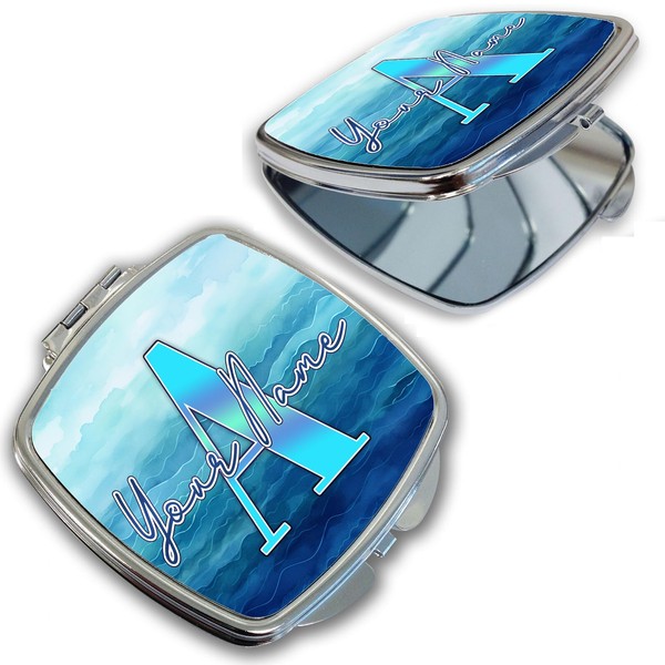 Bleu Reign Compact Personalized Pocket Mirror Custom Name Gradients Pattern