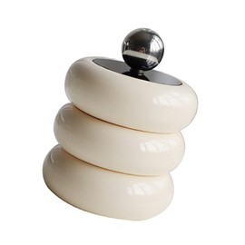 Qtip Holder, Dust Proof Cotton Swab Container with Lid for Bathroom (Milky White 3 Layers)