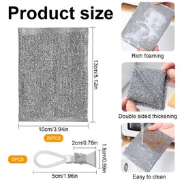 MAIXINNEW 20 Pcs Multipurpose Wire Clean Dish Cloths Reusable, Non Scratch Wire Dish Washing Rags with Hanging Clips, Kitchen Wire Dishcloths for Wet and Dry