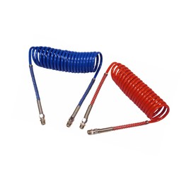Mytee Products Air Brake Coiled/Hose Assembly - 15Ft w/ 40" Pigtails Trailer End & 12" Tractor End - Air Lines for Semi Truck - Trailer Air Brake Hose Kit