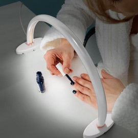 Versatile Small Half Moon Light for Nail Desk, 3 Color Temperatures Stepless Dimming Half Moon Lamp for Nail Art Enthusiasts and Beginners 16 Inch