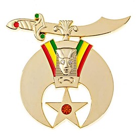 Shriner with Rhinestone Masonic Auto Emblem - [Gold & Color][3'' Wide]
