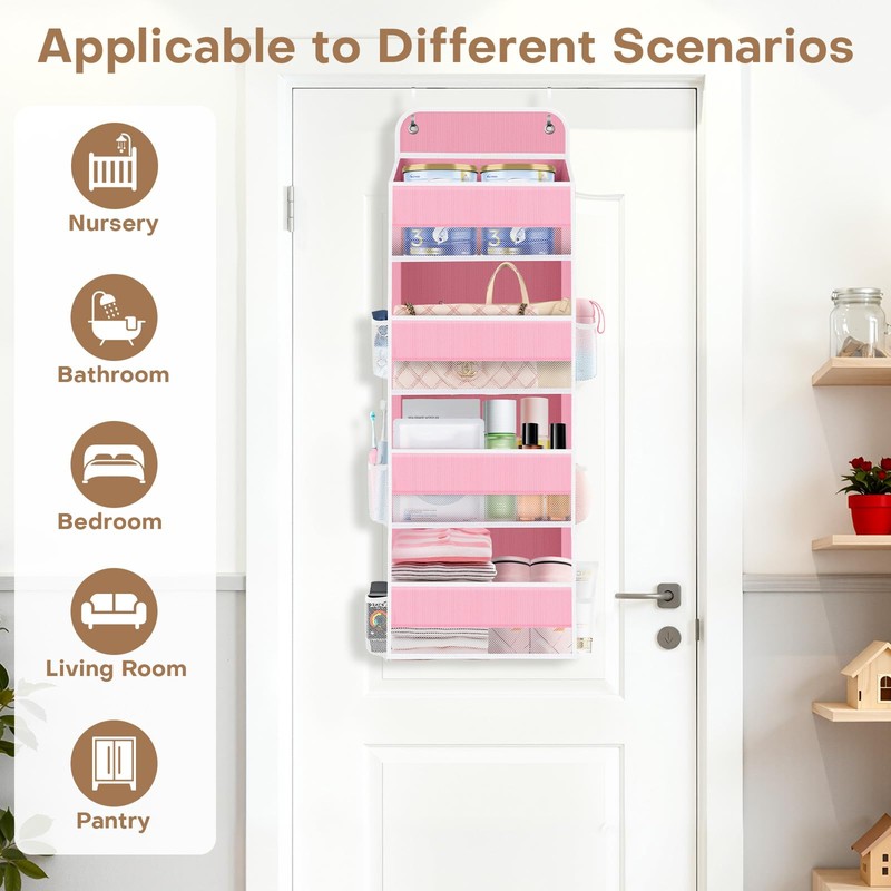 Over the Door Organizer, 4 Large Pocket Hanging Storage with
