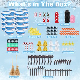 24 Pack Build a Snowman Kit, Snowman Kit Inspiring DIY Christmas Crafts for Kids, Creative Air Dry Clay Modeling Indoor Decorations, Kids Christmas Snowman Crafts Gift for School Winter Party Fun