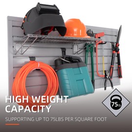 Slatwall Panel Garage Wall Organizer Heavy Duty Wall Mounted, PVC Slat Wall Panels Garage Wall and Home Organizer Storage System, Garage Slatwall for Tool Organization Peg Board 4ft by 2ft (Gray)