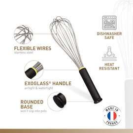 Matfer 111022 Whisk with Plastic Handle, Black, 10"