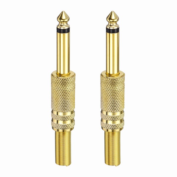 sourcing map 2 Pcs 1/4" Audio TS Plug, 6.35mm Mono