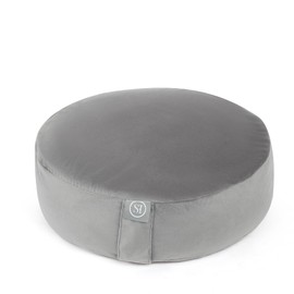 Meditation Cushion Floor Pillow – Supportive Round Cushion for Meditation, Yoga, Pilates, and Relaxation – Filled with Buckwheat Hulls - Removable Faux Suede Cover - Great Gift Idea, Gray