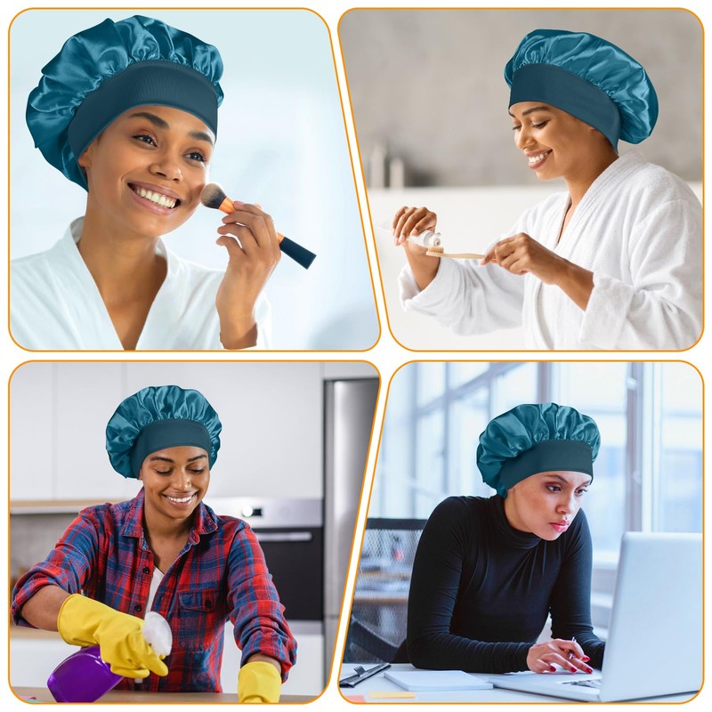 3 Pack Silk Bonnet for Sleeping Women, Satin Hair Bonnets