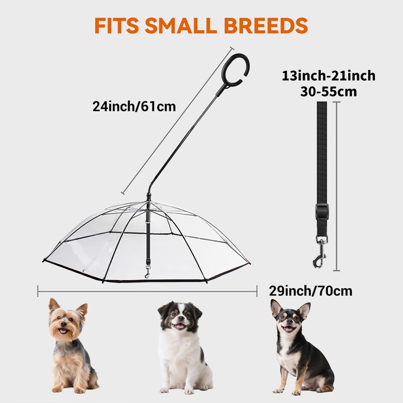 LESYPET Dog Umbrella for Small Dogs, Clear Puppy Umbrella with