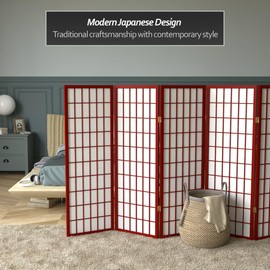 4 ft. Short Window Pane Shoji Screen - Rosewood - 6 Panels