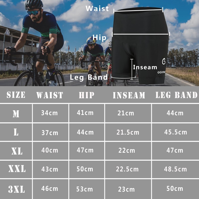 GGFLYING Men's Cycling Shorts 6D Padded Cycling Shorts Breathable Quick