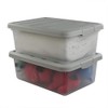 Wekiog Plastic Stackable Storage Bin Frosted Clear with A Grey