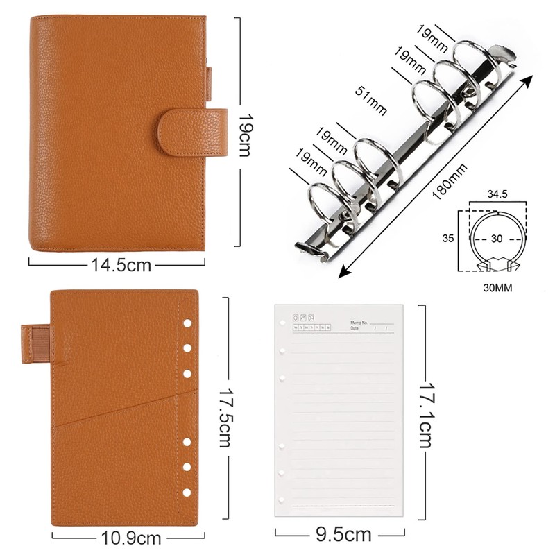 Moterm Personal Luxe Rings Planner - Genuine Leather Binder Organiser