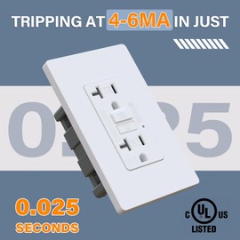 BSEED Salida GFCI de 20 amperios, paquete de 4 salidas GFI eléctricas de autoprueba con indicador LED, receptáculo GFCI resistente a la intemperie y manipulaciones, interruptores de circuito de fallo