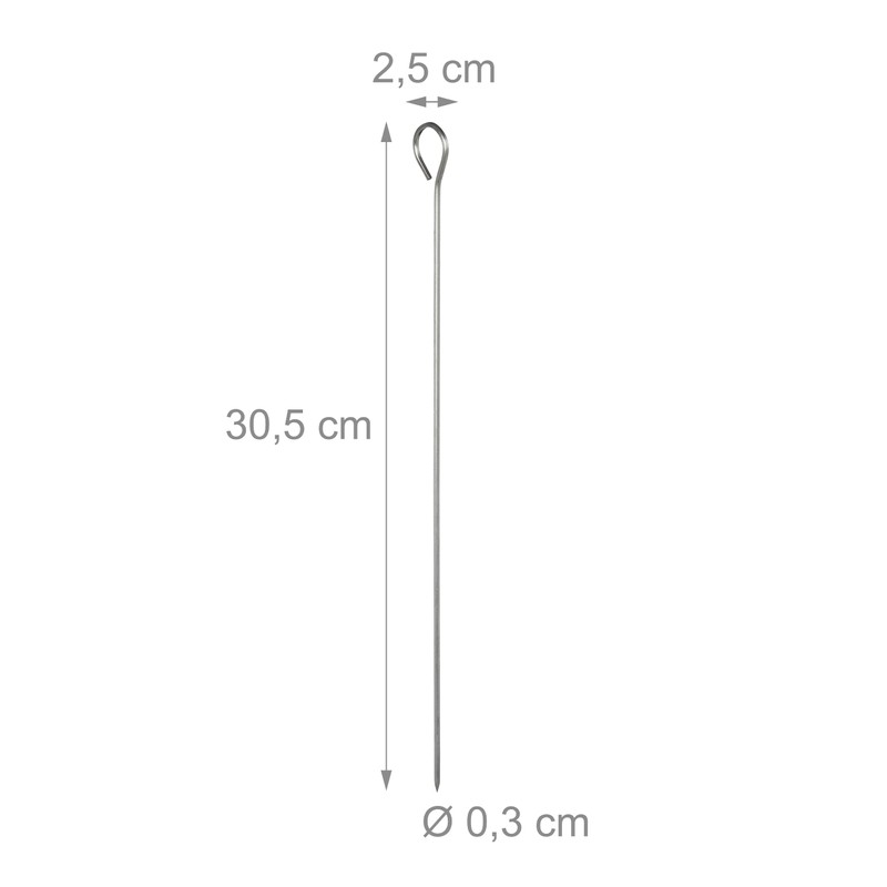 Relaxdays Schaschlickspieße Edelstahl, 10er Set Grillspieße, 30 cm Fleischspieß, silber