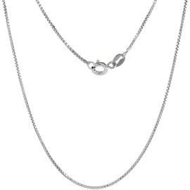 Sterling Silver 1mm Box Chain Necklace Rhodium Finish Italy 18 inch