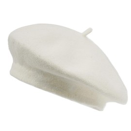 Clakllie French Artist Beanie Beret Women Beret Hat French Wool Beret Beanie Cap Classic Solid Color Autumn Winter Hats,White