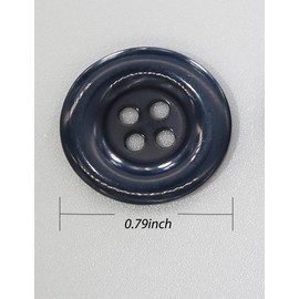 Bepisof 32L Navy Blue Sewing Buttons 0.79inch Plastic Uniform Buttons 4 Hole Round Design and Perfect for Crafts, Sewing, Coat, Dress, Pants and Jacket -12pcs.