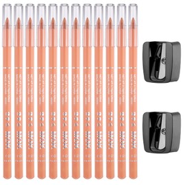 Tucnoeu 12pcs Skin Color Barber Pencil Set,Barber Pencil for Lineup,Beard Guide Pen with 2 Sharpener,Hairline Pencils,Edge Hairline Trace Pencils for Men Hair Makeup Design