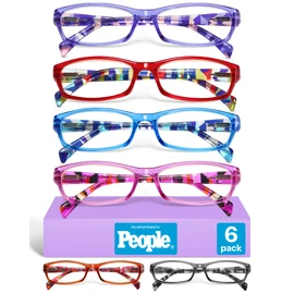 Gaoye 2.75 Reading Glasses for Women, 6 pack Fashion Readers for Women Spring Hinge Eye Glasses, Blue Light Reading Glasses