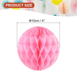 PATIKIL 4" Tissue Paper Pom Poms Flower Balls, 10 Pack Party Hanging Paper Flower Balls Decoration for Birthday Wedding Home Backdrop Decor, Pink