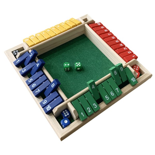 WDMJxar Shut The Box Dice Game, 2-4 Player Family Wooden