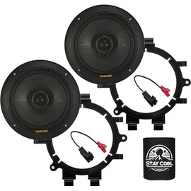 KICKER Speakers 6.5 inch for GMC Yukon/XL/Denali 1995-2006 Upgrade Kit - Pair of KS Series with Adapters and Harness, Coaxial 6 1/2 Car Audio Front Door Speaker KSC650, 51KSC6504