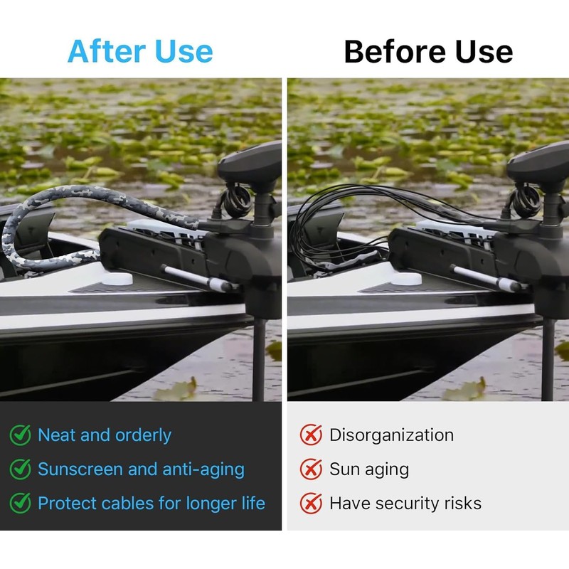 Mebiosi 60" Trolling Motor Cable Sleeve, Neoprene Cable Management Sleeve