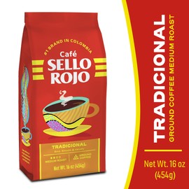 Sello Rojo Tradicional Medium Roast Ground Coffee, 16 oz (Pack of 5)