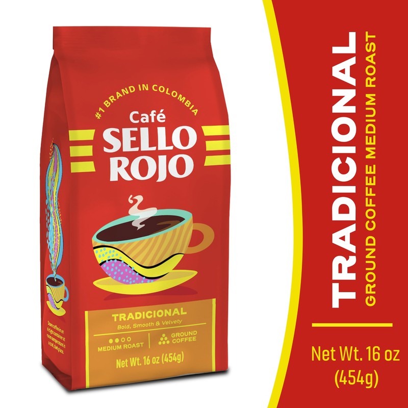 Sello Rojo Tradicional Medium Roast Ground Coffee, 16 oz (Pack