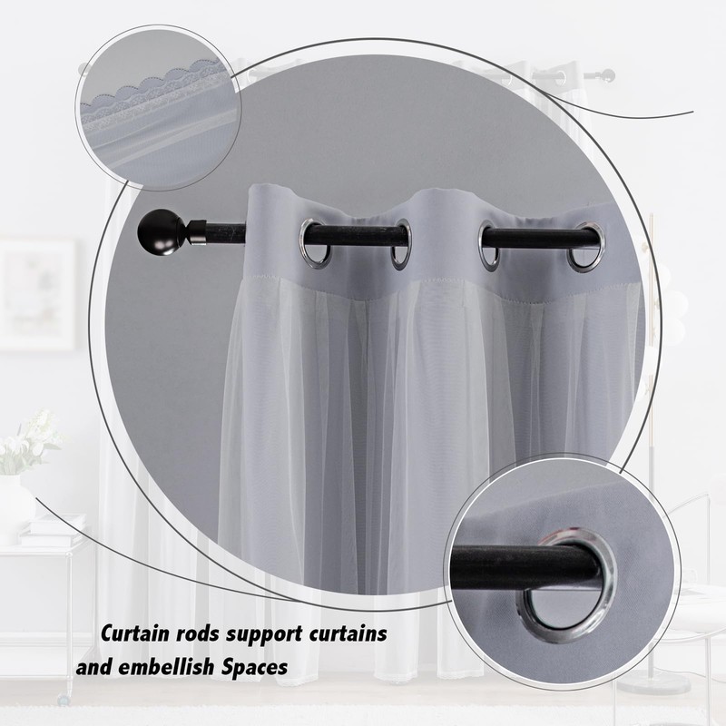 Anytime Home Curtains Blackout and Sheer Layered Solid Window Curtain