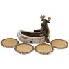 Decorative Moose Canoeing Coaster Set - 4 Rustic Cork Coasters