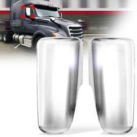 Chrome Door Mirror Covers for Freightliner Cascadia 2018+, Side Rear View Mirrors Cover for Cascadia Series Semi Truck Accessories Driver Left and Passenger Right Side (A Pair)
