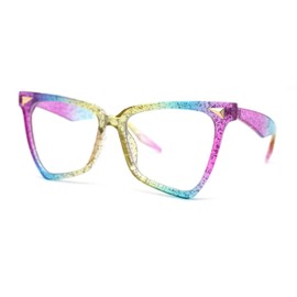 SA106 Womens Plastic Cat Eye Horn Rim 100% Blue Light Filtering Computer Glasses Rainbow