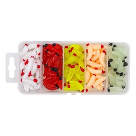 Hsthe Sea 125 Stück Künstliche Mehlwurmköder, Künstlicher Regenwurmköder, Wurm-Angelköder, Angelköder für Meerwasser, Süßwasser und Verschiedene Angelumgebungen