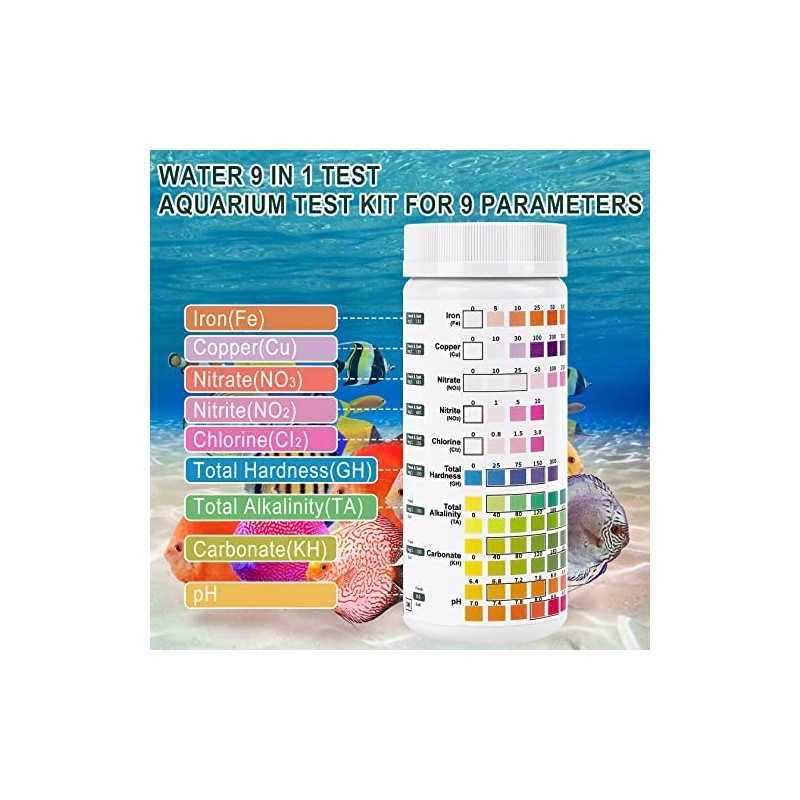 9 in 1 Aquarium Test Kit for Freshwater and Saltwater,