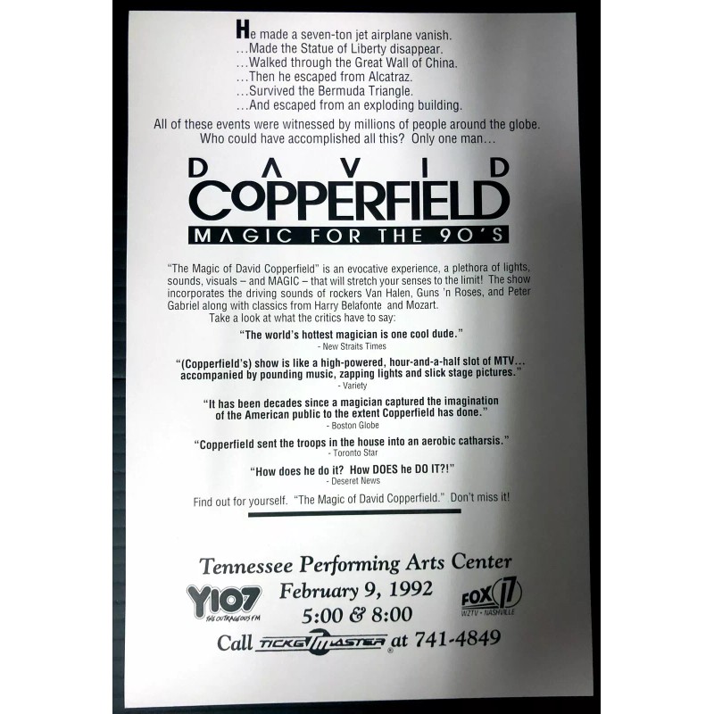 Original David Copperfield Magic For The 90's Flyer
