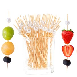 200 Pcs Cocktail Picks,4.7 Inch Toothpicks for Appetizers, Bamboo Cocktail Sticks Skewers for Decorative Wedding Party Picks Fruit Sandwiches etc.（White）
