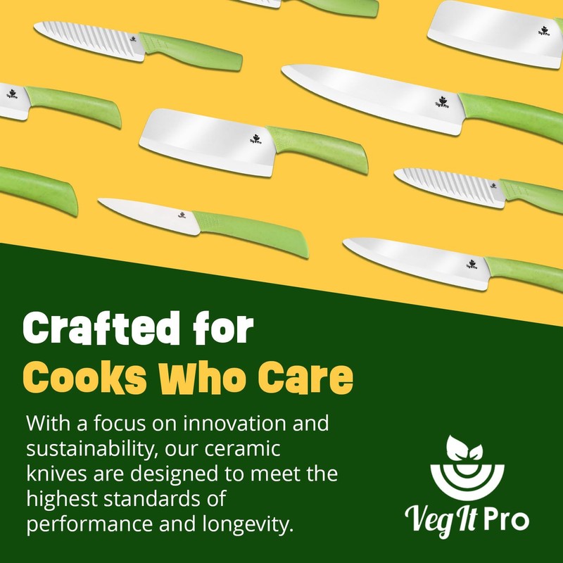 Ceramic Knife Set with Ergonomic Handle, Non-Reactive and Professional Chopping