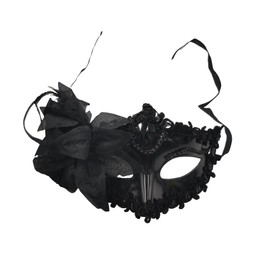 VIGUEUR Lace Venetian Masquerade Mask, Flower Design for Women, Mardi Gras Party, Black