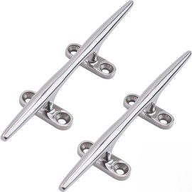 Buchan Marine Boat Dock Cleats Heavy Duty Corrosion Resistant Open Base Mounting Cleats - 6" Stainless Steel 2 Pack