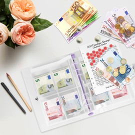 100 Envelope Saving Challenge Savings Book for Money 100 Envelopes Saving Challenge Money Saving Folder with 25 Money Envelopes, Money Saving Folder Save 5050€ Money Saving Budget Folder for Home